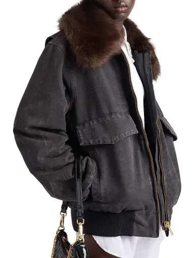 Prada Women's Canvas Blouson Jacket - Black | Thumbnail 4 Prada Women's Canvas Blouson Jacket - Black | Thumbnail 4