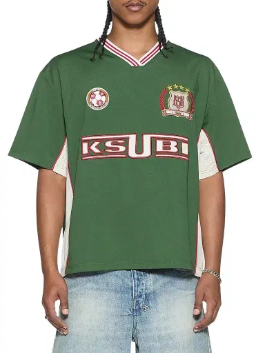 Ksubi Men's Jersey-Printed V-Neck T-Shirt - Green | Thumbnail 1 Ksubi Men's Jersey-Printed V-Neck T-Shirt - Green | Thumbnail 1