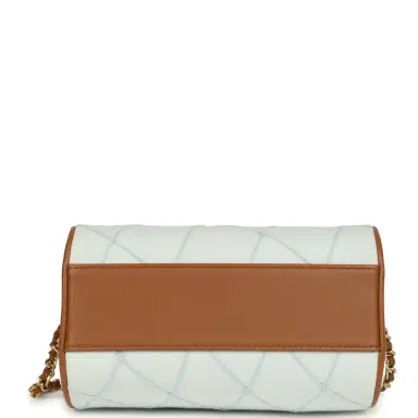 Chanel Chanel Coco Beach Mini Timeless Classic Barrel Bag with Chain Light Blue Denim and Brown Calfskin Gold Hardware | Thumbnail 6 Chanel Chanel Coco Beach Mini Timeless Classic Barrel Bag with Chain Light Blue Denim and Brown Calfskin Gold Hardware | Thumbnail 6