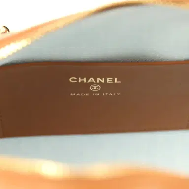 Chanel Chanel Coco Beach Mini Timeless Classic Barrel Bag with Chain Light Blue Denim and Brown Calfskin Gold Hardware | Thumbnail 9 Chanel Chanel Coco Beach Mini Timeless Classic Barrel Bag with Chain Light Blue Denim and Brown Calfskin Gold Hardware | Thumbnail 9