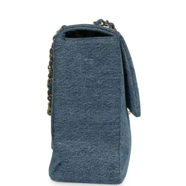 Chanel Chanel Maxi "Souplissimo" Large Flap Bag Blue Denim Gold Hardware | Thumbnail 3 Chanel Chanel Maxi "Souplissimo" Large Flap Bag Blue Denim Gold Hardware | Thumbnail 3