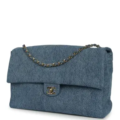 Chanel Chanel Maxi "Souplissimo" Large Flap Bag Blue Denim Gold Hardware | Thumbnail 5 Chanel Chanel Maxi "Souplissimo" Large Flap Bag Blue Denim Gold Hardware | Thumbnail 5