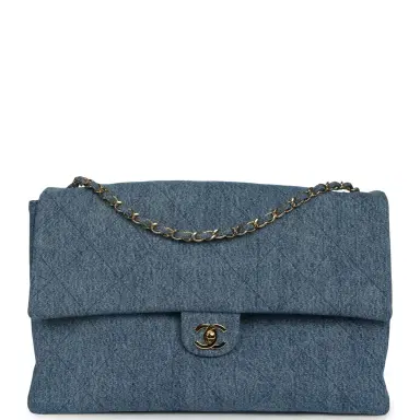 Chanel Chanel Maxi "Souplissimo" Large Flap Bag Blue Denim Gold Hardware | Thumbnail 1 Chanel Chanel Maxi "Souplissimo" Large Flap Bag Blue Denim Gold Hardware | Thumbnail 1