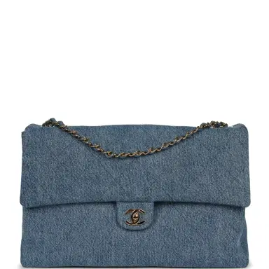 Chanel Chanel Maxi "Souplissimo" Large Flap Bag Blue Denim Gold Hardware | Thumbnail 1 Chanel Chanel Maxi "Souplissimo" Large Flap Bag Blue Denim Gold Hardware | Thumbnail 1