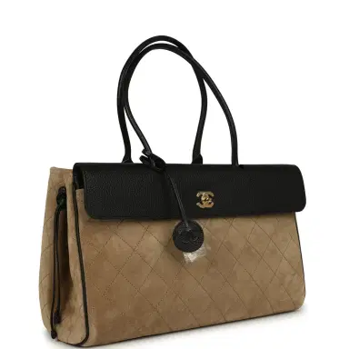 Chanel Chanel Medium "Urban Essential" East West Shopping Tote Black Grained Calfskin and Beige Suede Gold Hardware | Thumbnail 2 Chanel Chanel Medium "Urban Essential" East West Shopping Tote Black Grained Calfskin and Beige Suede Gold Hardware | Thumbnail 2