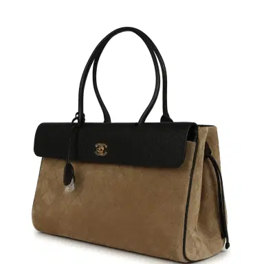 Chanel Chanel Medium "Urban Essential" East West Shopping Tote Black Grained Calfskin and Beige Suede Gold Hardware | Thumbnail 5 Chanel Chanel Medium "Urban Essential" East West Shopping Tote Black Grained Calfskin and Beige Suede Gold Hardware | Thumbnail 5