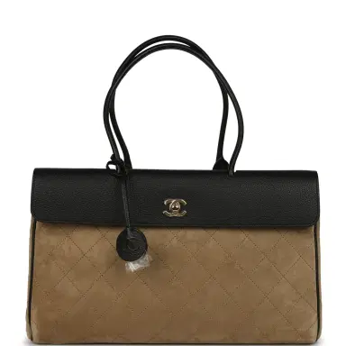 Chanel Chanel Medium "Urban Essential" East West Shopping Tote Black Grained Calfskin and Beige Suede Gold Hardware | Thumbnail 1 Chanel Chanel Medium "Urban Essential" East West Shopping Tote Black Grained Calfskin and Beige Suede Gold Hardware | Thumbnail 1