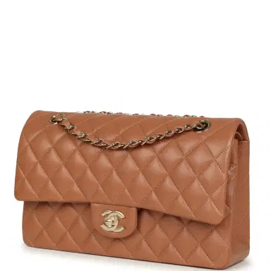 Chanel Chanel Medium Classic Double Flap Bag Brown Lambskin Light Gold Hardware | Thumbnail 5 Chanel Chanel Medium Classic Double Flap Bag Brown Lambskin Light Gold Hardware | Thumbnail 5
