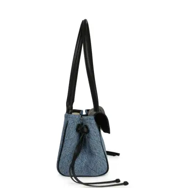 Chanel Chanel Small "Urban Essential" East West Shopping Tote Black Calfskin and Blue Denim Gold Hardware | Thumbnail 3 Chanel Chanel Small "Urban Essential" East West Shopping Tote Black Calfskin and Blue Denim Gold Hardware | Thumbnail 3