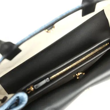 Chanel Chanel Small "Urban Essential" East West Shopping Tote Black Calfskin and Blue Denim Gold Hardware | Thumbnail 9 Chanel Chanel Small "Urban Essential" East West Shopping Tote Black Calfskin and Blue Denim Gold Hardware | Thumbnail 9