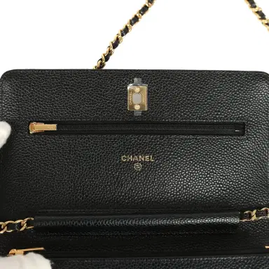 Chanel Chanel Wallet On Chain WOC Black Caviar Gold Hardware | Thumbnail 8 Chanel Chanel Wallet On Chain WOC Black Caviar Gold Hardware | Thumbnail 8