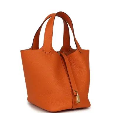 HERMÈS Hermes Picotin Lock 18 Orange Clemence Gold Hardware | Thumbnail 2 HERMÈS Hermes Picotin Lock 18 Orange Clemence Gold Hardware | Thumbnail 2
