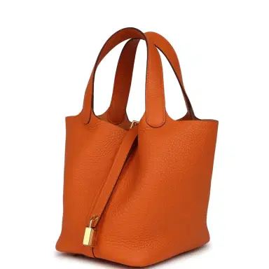 HERMÈS Hermes Picotin Lock 18 Orange Clemence Gold Hardware | Thumbnail 5 HERMÈS Hermes Picotin Lock 18 Orange Clemence Gold Hardware | Thumbnail 5