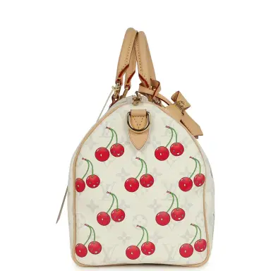 Louis Vuitton Louis Vuitton X Takashi Murakami Soft Speedy Bandouliere 30 Cherry White Monogram Gold Hardware | Thumbnail 3 Louis Vuitton Louis Vuitton X Takashi Murakami Soft Speedy Bandouliere 30 Cherry White Monogram Gold Hardware | Thumbnail 3