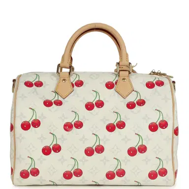 Louis Vuitton Louis Vuitton X Takashi Murakami Soft Speedy Bandouliere 30 Cherry White Monogram Gold Hardware | Thumbnail 4 Louis Vuitton Louis Vuitton X Takashi Murakami Soft Speedy Bandouliere 30 Cherry White Monogram Gold Hardware | Thumbnail 4