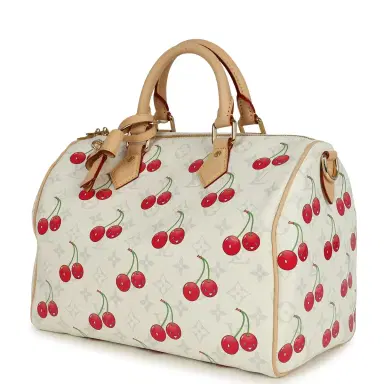 Louis Vuitton Louis Vuitton X Takashi Murakami Soft Speedy Bandouliere 30 Cherry White Monogram Gold Hardware | Thumbnail 5 Louis Vuitton Louis Vuitton X Takashi Murakami Soft Speedy Bandouliere 30 Cherry White Monogram Gold Hardware | Thumbnail 5