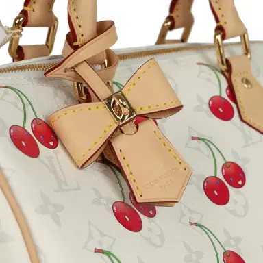 Louis Vuitton Louis Vuitton X Takashi Murakami Soft Speedy Bandouliere 30 Cherry White Monogram Gold Hardware | Thumbnail 7 Louis Vuitton Louis Vuitton X Takashi Murakami Soft Speedy Bandouliere 30 Cherry White Monogram Gold Hardware | Thumbnail 7