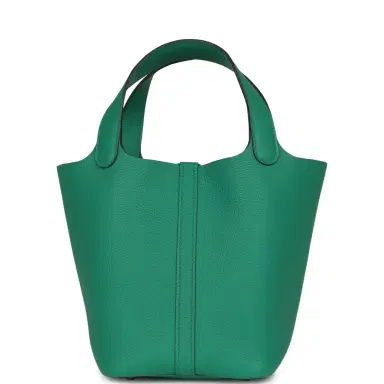 HERMÈS Pre-owned Hermes Picotin Lock 18 Vert Jade Clemence Palladium Hardware | Thumbnail 4 HERMÈS Pre-owned Hermes Picotin Lock 18 Vert Jade Clemence Palladium Hardware | Thumbnail 4