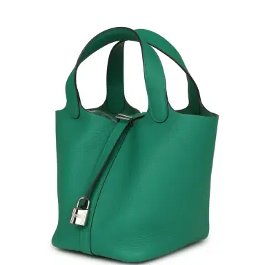 HERMÈS Pre-owned Hermes Picotin Lock 18 Vert Jade Clemence Palladium Hardware | Thumbnail 5 HERMÈS Pre-owned Hermes Picotin Lock 18 Vert Jade Clemence Palladium Hardware | Thumbnail 5