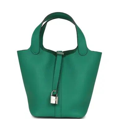 HERMÈS Pre-owned Hermes Picotin Lock 18 Vert Jade Clemence Palladium Hardware | Thumbnail 1 HERMÈS Pre-owned Hermes Picotin Lock 18 Vert Jade Clemence Palladium Hardware | Thumbnail 1