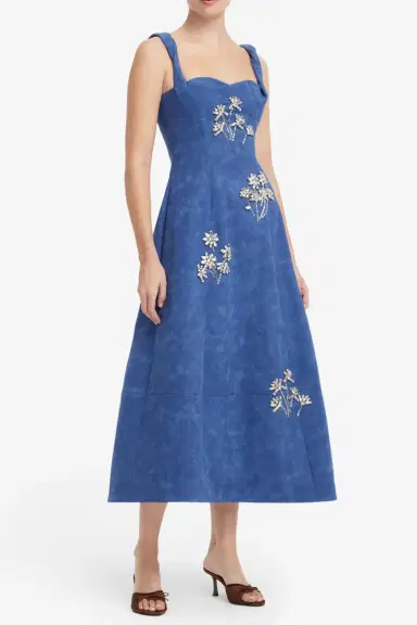 LEO LIN Beatrice Midi Dress - Azure | Thumbnail 3 LEO LIN Beatrice Midi Dress - Azure | Thumbnail 3