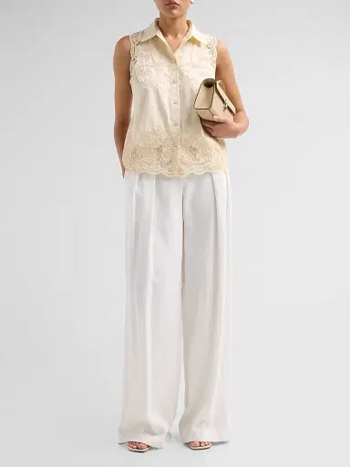 Elie Tahari Women's July The Ivy Embroidered Cotton Lace Blouse - Champagne - Size XL | Thumbnail 2 Elie Tahari Women's July The Ivy Embroidered Cotton Lace Blouse - Champagne - Size XL | Thumbnail 2