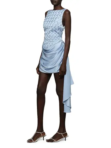 Et Ochs Women's Antonella Draped Woven Boatneck Minidress - Blue Clay | Thumbnail 3 Et Ochs Women's Antonella Draped Woven Boatneck Minidress - Blue Clay | Thumbnail 3