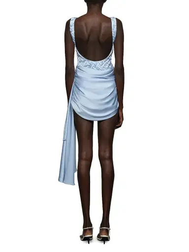 Et Ochs Women's Antonella Draped Woven Boatneck Minidress - Blue Clay | Thumbnail 4 Et Ochs Women's Antonella Draped Woven Boatneck Minidress - Blue Clay | Thumbnail 4