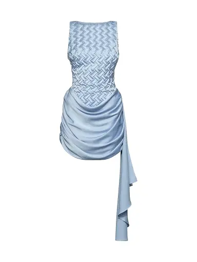 Et Ochs Women's Antonella Draped Woven Boatneck Minidress - Blue Clay | Thumbnail 1 Et Ochs Women's Antonella Draped Woven Boatneck Minidress - Blue Clay | Thumbnail 1
