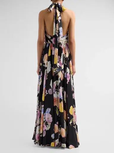 As It May Women's Eli Floral Satin Chiffon Halter Gown - Black Dahlias - Size XXL | Thumbnail 3 As It May Women's Eli Floral Satin Chiffon Halter Gown - Black Dahlias - Size XXL | Thumbnail 3