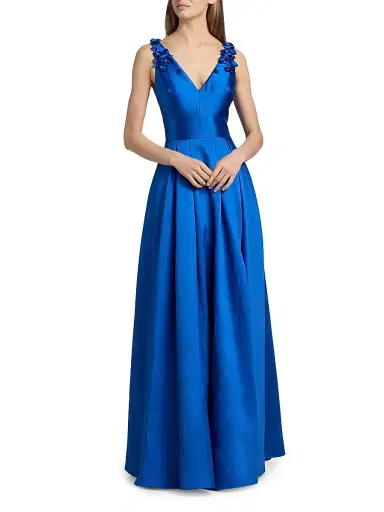 THEIA Women's Velina Mikado V-Neck Gown - Sapphire Eclipse - Size 16 | Thumbnail 3 THEIA Women's Velina Mikado V-Neck Gown - Sapphire Eclipse - Size 16 | Thumbnail 3