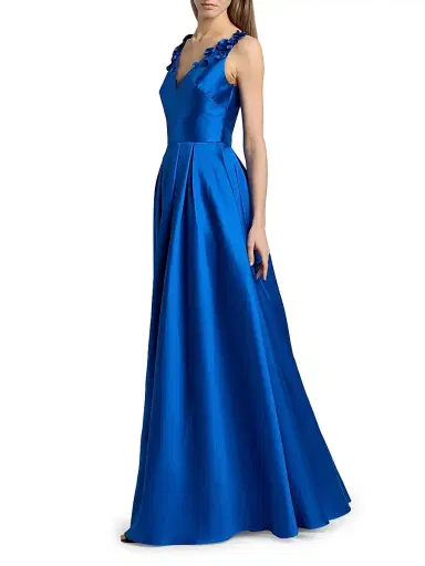 THEIA Women's Velina Mikado V-Neck Gown - Sapphire Eclipse - Size 16 | Thumbnail 4 THEIA Women's Velina Mikado V-Neck Gown - Sapphire Eclipse - Size 16 | Thumbnail 4