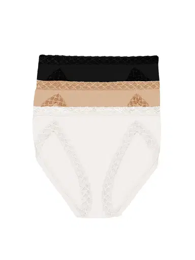 Natori Women's Bliss Cotton French Cut Brief 3 Pack - Black Cafe White | Thumbnail 1 Natori Women's Bliss Cotton French Cut Brief 3 Pack - Black Cafe White | Thumbnail 1