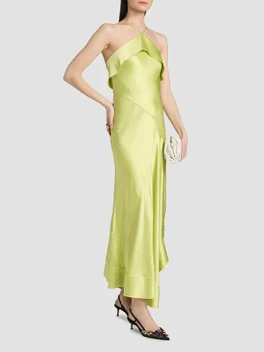 Acler Women's Forever Young Marara Satin Maxi Dress - Honeydew | Thumbnail 4 Acler Women's Forever Young Marara Satin Maxi Dress - Honeydew | Thumbnail 4