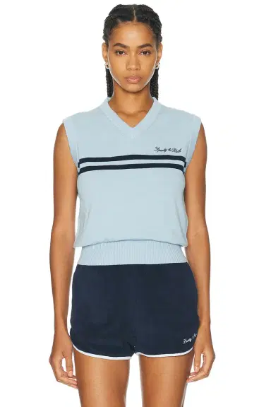 Sporty & Rich Signature Logo Knitted Vest | Thumbnail 1 Sporty & Rich Signature Logo Knitted Vest | Thumbnail 1