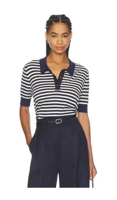 RENGGLI Stripe Knit Polo | Thumbnail 1 RENGGLI Stripe Knit Polo | Thumbnail 1
