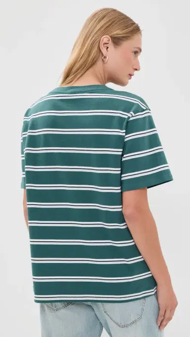 Good American The Oversized Tee Harbor tripe Deep Teal | Thumbnail 3 Good American The Oversized Tee Harbor tripe Deep Teal | Thumbnail 3