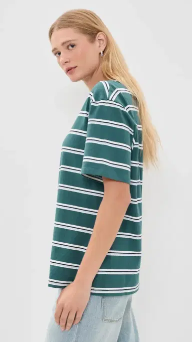Good American The Oversized Tee Harbor tripe Deep Teal | Thumbnail 4 Good American The Oversized Tee Harbor tripe Deep Teal | Thumbnail 4