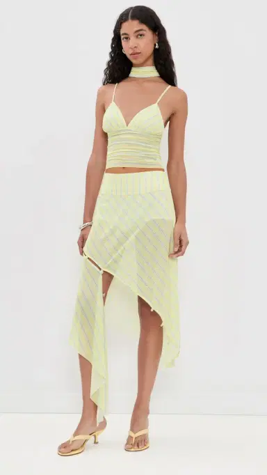 House of Sunny Striped Mesh Cami Top Butter 6 | Thumbnail 5 House of Sunny Striped Mesh Cami Top Butter 6 | Thumbnail 5