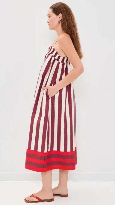 Madewell Ruffle A-Line Midi Dress in Stripe Stripe ix Border Dusty erlot | Thumbnail 4 Madewell Ruffle A-Line Midi Dress in Stripe Stripe ix Border Dusty erlot | Thumbnail 4