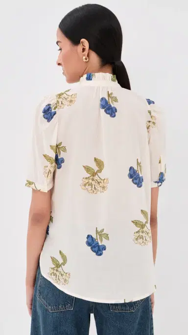 Alix of Bohemia Winnie Blueberry Flora Shirt Off-White | Thumbnail 3 Alix of Bohemia Winnie Blueberry Flora Shirt Off-White | Thumbnail 3