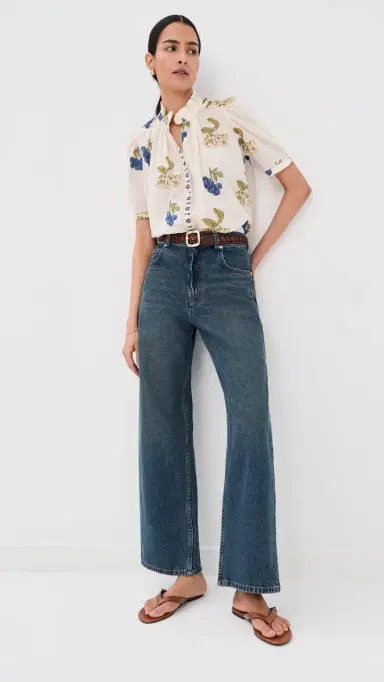 Alix of Bohemia Winnie Blueberry Flora Shirt Off-White | Thumbnail 5 Alix of Bohemia Winnie Blueberry Flora Shirt Off-White | Thumbnail 5