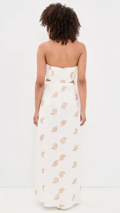 Dress To Embroidered Shell Linen Maxi Dress Off-White | Thumbnail 3 Dress To Embroidered Shell Linen Maxi Dress Off-White | Thumbnail 3