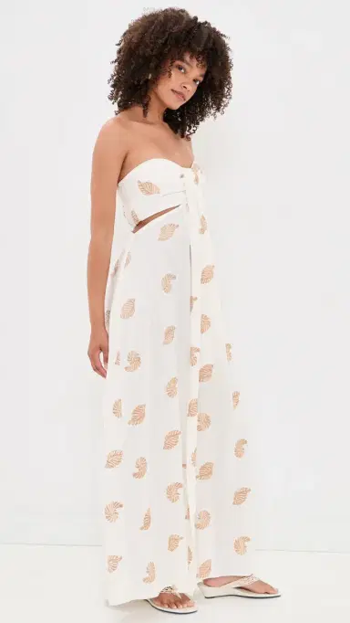 Dress To Embroidered Shell Linen Maxi Dress Off-White | Thumbnail 4 Dress To Embroidered Shell Linen Maxi Dress Off-White | Thumbnail 4