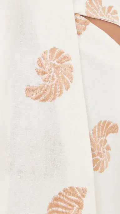 Dress To Embroidered Shell Linen Maxi Dress Off-White | Thumbnail 6 Dress To Embroidered Shell Linen Maxi Dress Off-White | Thumbnail 6