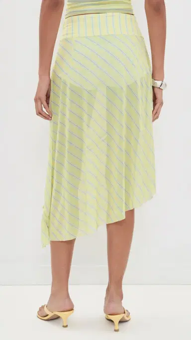 House of Sunny Striped Mesh Asymmetric Skirt Butter | Thumbnail 3 House of Sunny Striped Mesh Asymmetric Skirt Butter | Thumbnail 3