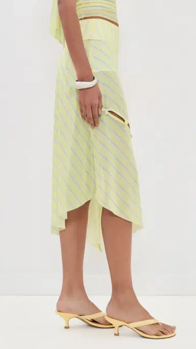 House of Sunny Striped Mesh Asymmetric Skirt Butter | Thumbnail 4 House of Sunny Striped Mesh Asymmetric Skirt Butter | Thumbnail 4