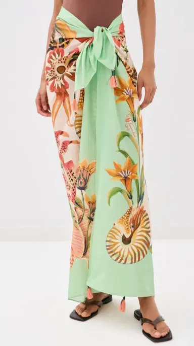 FARM Rio Sarong with Trims Shell Scarf One Size | Thumbnail 2 FARM Rio Sarong with Trims Shell Scarf One Size | Thumbnail 2