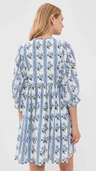 Bell ylvie Mini Cotton Tunic Dress Blue Floral tripe | Thumbnail 3 Bell ylvie Mini Cotton Tunic Dress Blue Floral tripe | Thumbnail 3