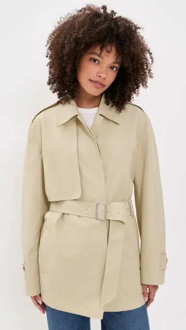 Vince Cotton Blend Short Trench Jacket Lt Maiz | Thumbnail 2 Vince Cotton Blend Short Trench Jacket Lt Maiz | Thumbnail 2